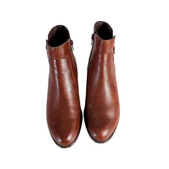 Spring Step Womens Boot Size 8 Ankle Bootie Cognac Brown Leather Side Notch - Picture 7 of 16